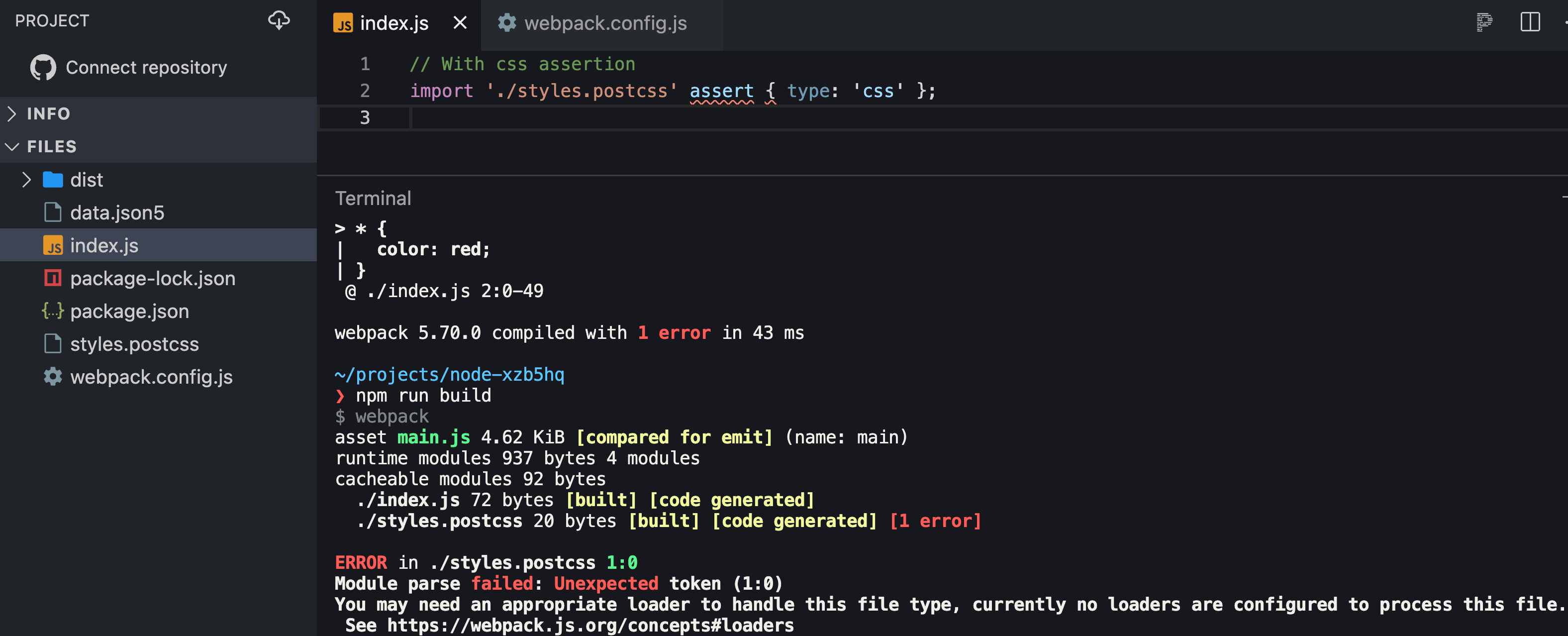 data.jsonのインポート（アサーションなし）